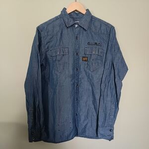 G Star Linen and Cotton New Midnight Corner Button-up Men's Shirt XL